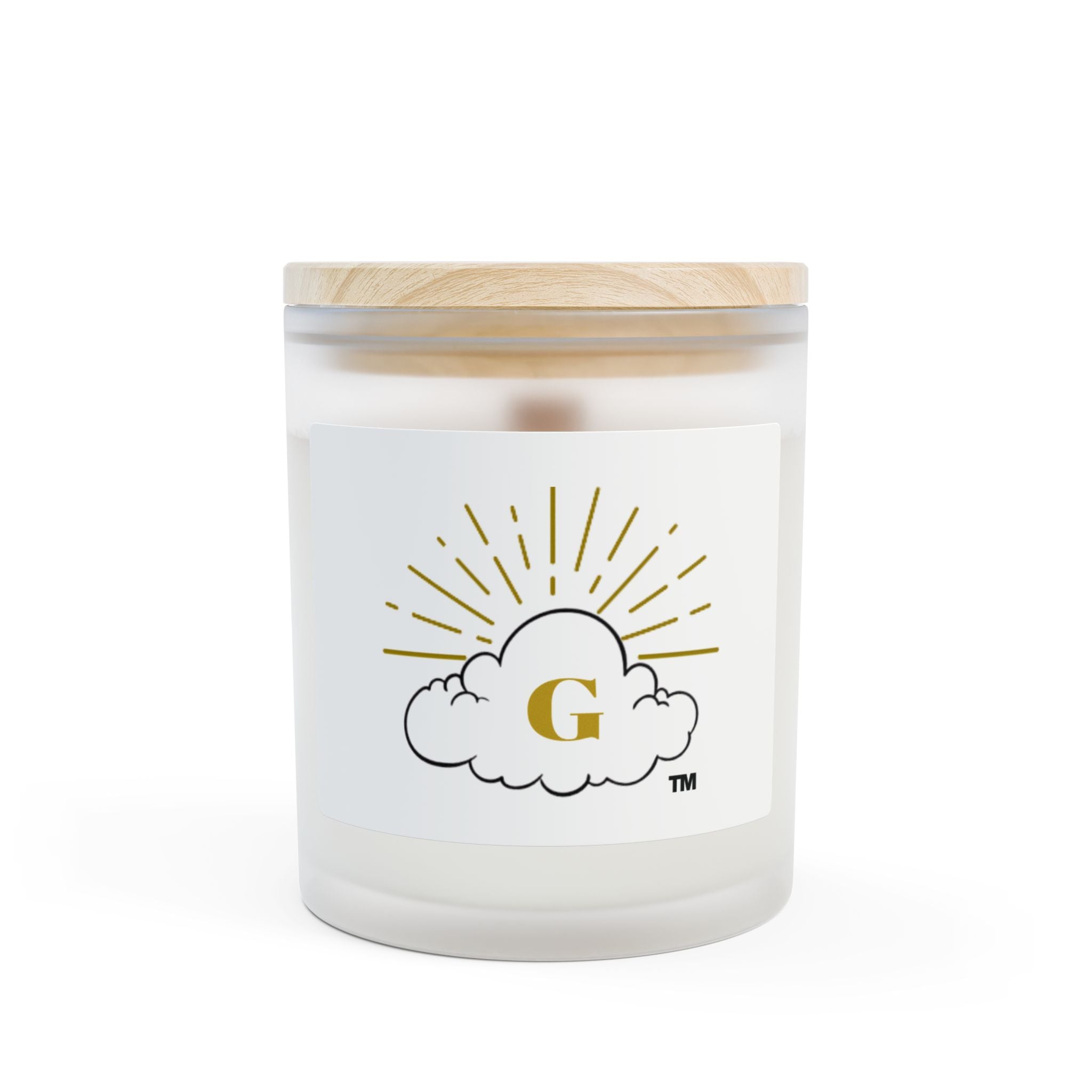 Frosted Glass Candle – Golden Sunburst "G" Scented Jar, 11 oz