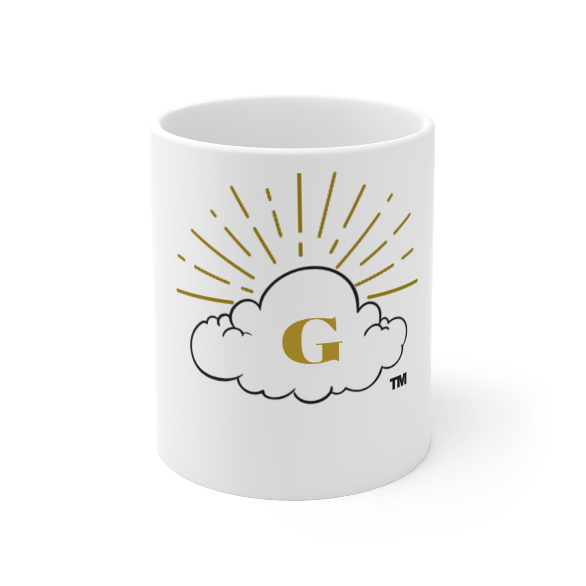 Gold 'G' Monogram Cloud Mug — Personalized Initial Coffee Cup (11 oz)