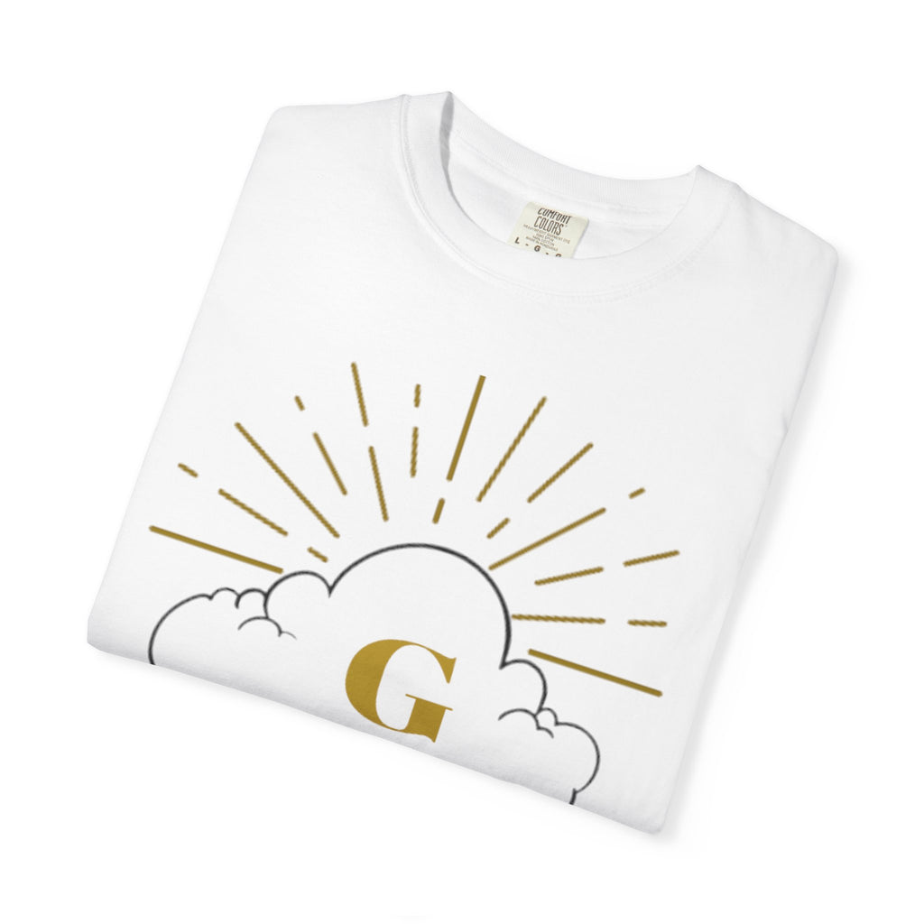 Cloud Sunburst T-Shirt — Gold "G" Logo Graphic Tee