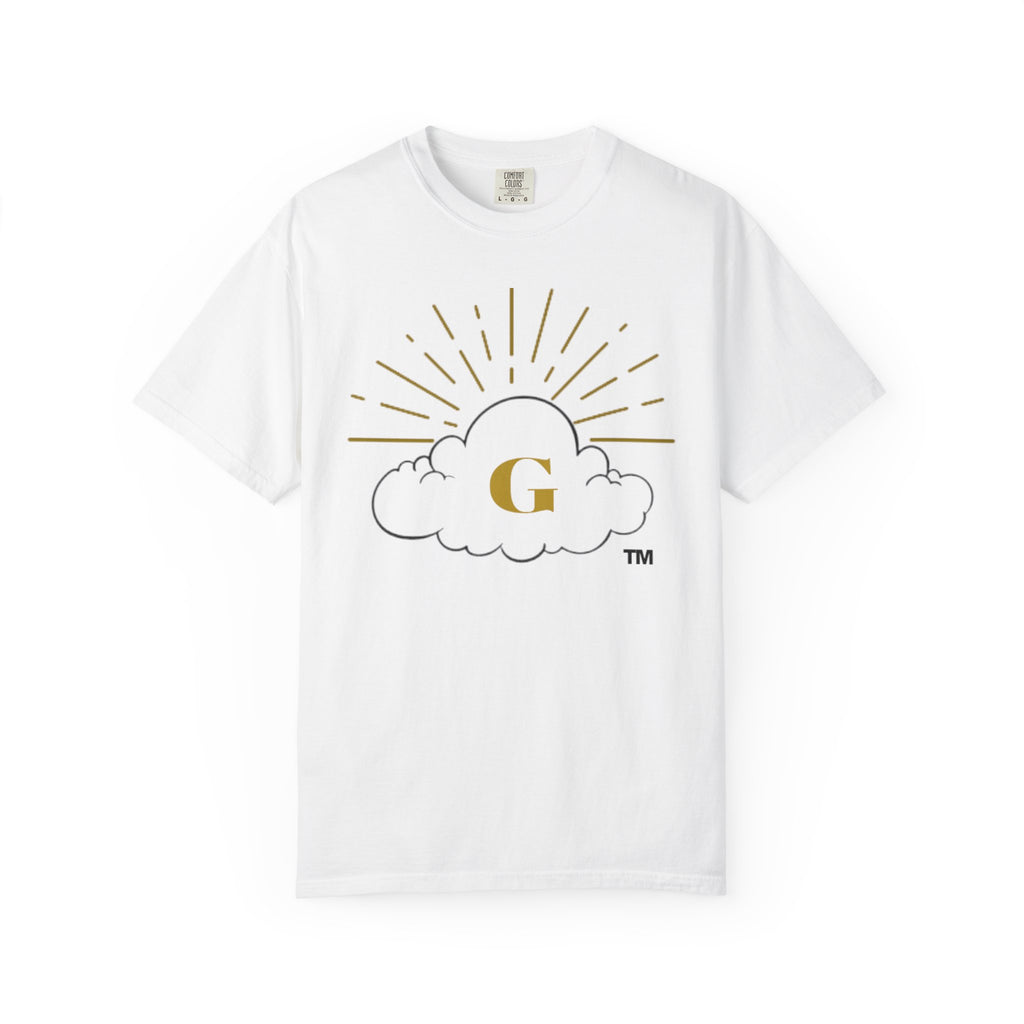 Cloud Sunburst T-Shirt — Gold "G" Logo Graphic Tee