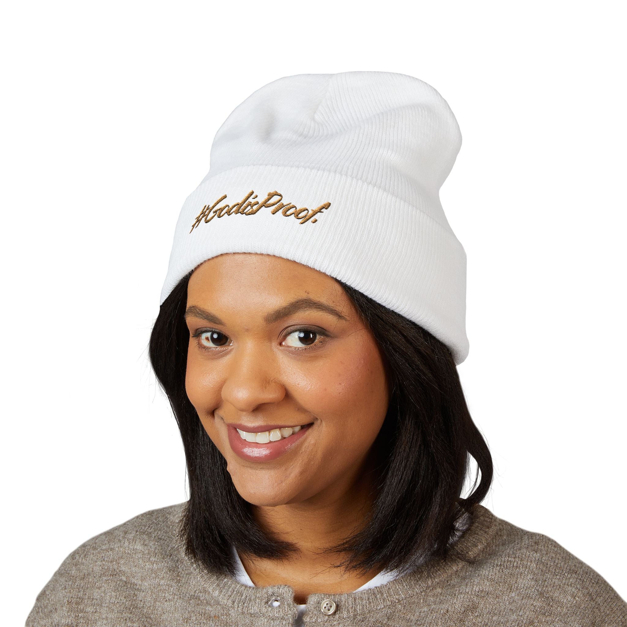 #GoldProof Embroidered Cuffed Beanie